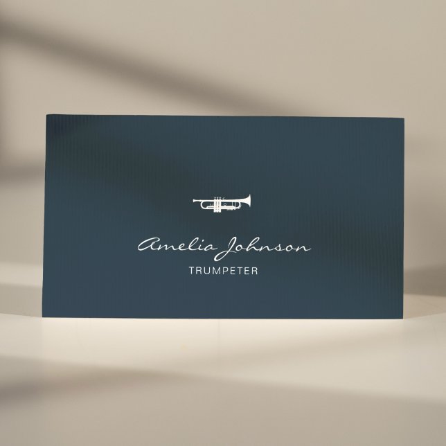 Trumpet Professional Brass Teacher Navy Blue Business Card (Creator Uploaded)