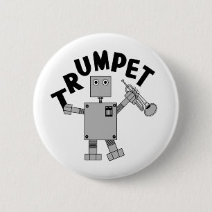 Trumpet Robot Text 6 Cm Round Badge