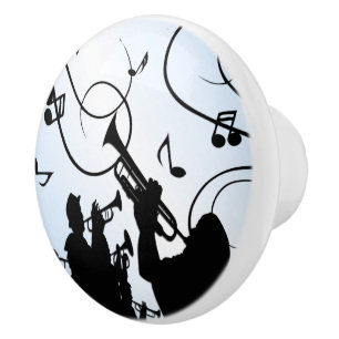 Trumpet Section Blue Music Ceramic Knob