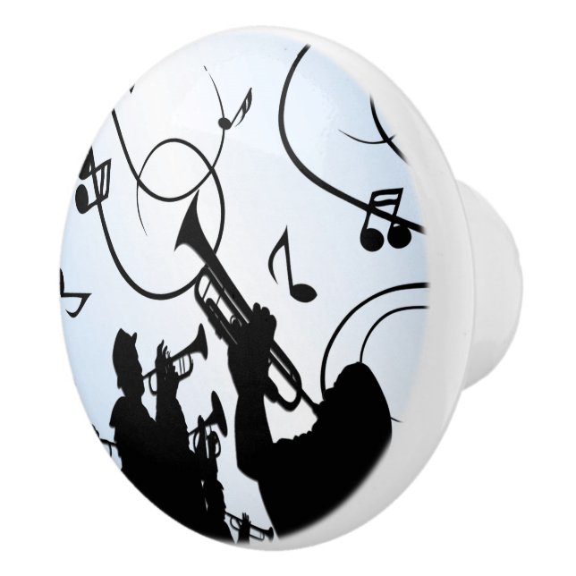 Trumpet Section Blue Music Ceramic Knob (Right)