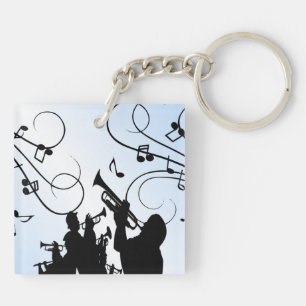 Trumpet Section Blue Music Key Ring