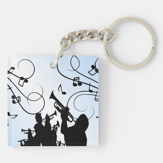 Trumpet Section Blue Music Key Ring (Back)