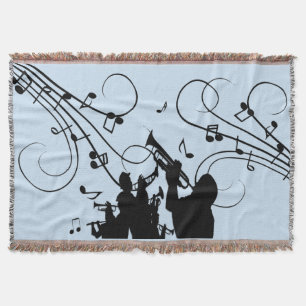 Trumpet Section Blue Music Throw Blanket