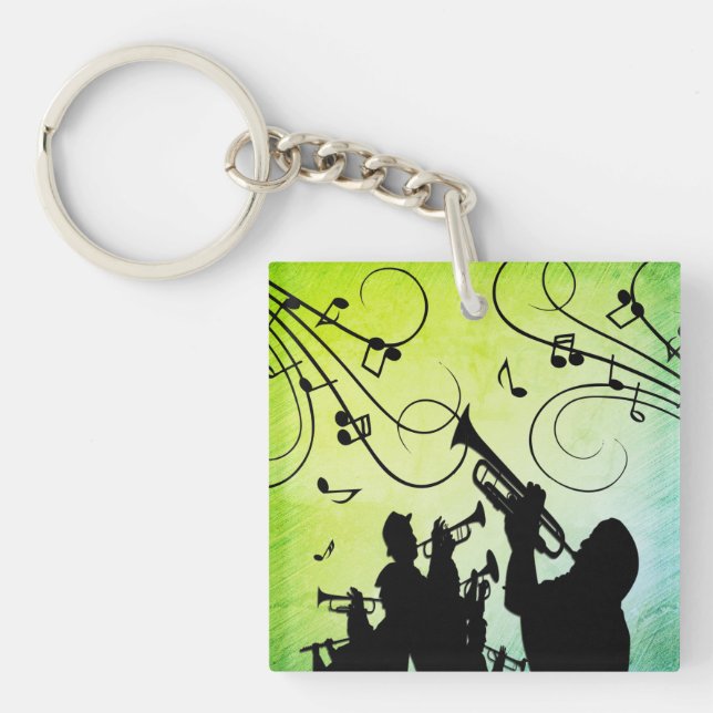 Trumpet Section Green Music Key Ring (Front)