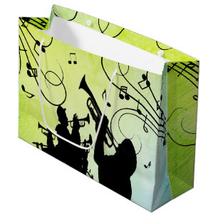 Trumpet Section Jazz Music Green Large Gift Bag