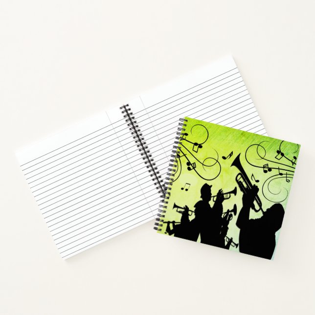 Trumpet Section Jazz Music Green Notebook (Inside)