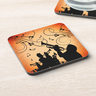 Trumpet Section Jazz Music Orange Rust Coaster