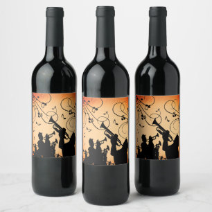 Trumpet Section Jazz Music Orange Rust Compact Mir Wine Label
