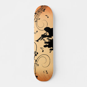 Trumpet Section Jazz Music Orange Rust Skateboard