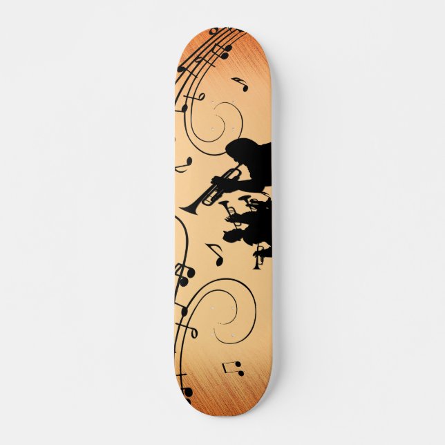 Trumpet Section Jazz Music Orange Rust Skateboard (Front)