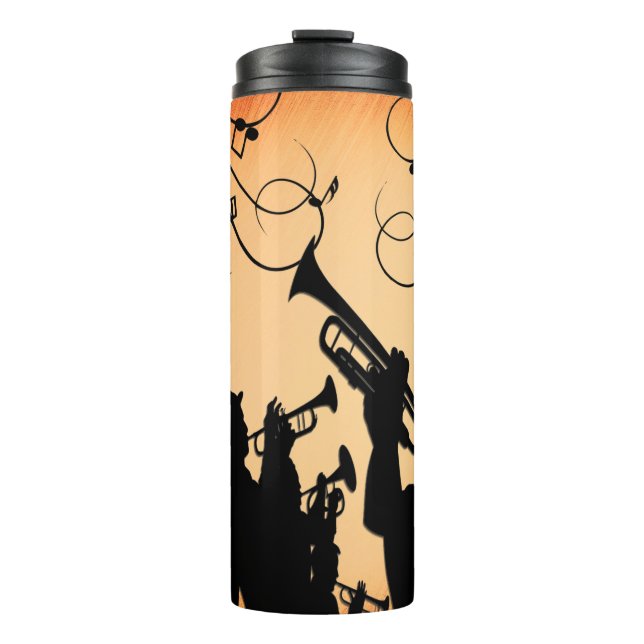 Trumpet Section Jazz Music Orange Rust Thermal Tumbler (Front)
