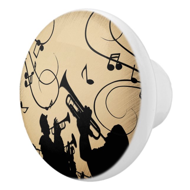 Trumpet Section Rustic Music Ceramic Knob (Right)