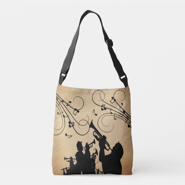 Trumpet Section Rustic Music Crossbody Bag (Back)