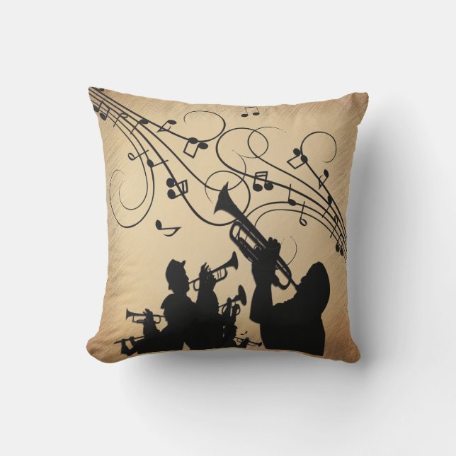 Trumpet Section Rustic Music Cushion (Front)