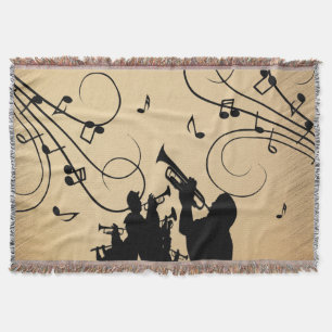 Trumpet Section Rustic Music Throw Blanket