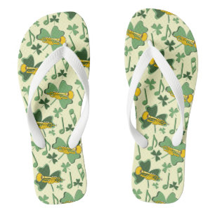 Trumpet Shamrock Music Notes Jandals