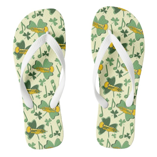 Trumpet Shamrock Music Notes Jandals (Footbed)