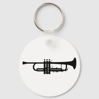 Trumpet Silhouette, brass musical instrument, horn Key Ring