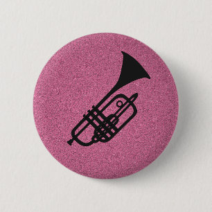 Trumpet silhouette cartoon button