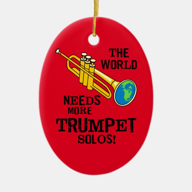 Trumpet Solos Ceramic Tree Decoration (Front)
