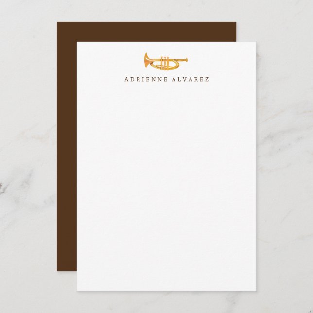Trumpet Stationery - Trumpet Thank You Note Cards (Front/Back)