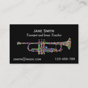 Trumpet teacher brass instrument music tutor business card
