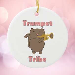 Trumpet Tribe Brown Cat Pink Ceramic Tree Decoration