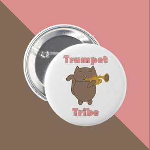 Trumpet Tribe Cat Funny Pink 6 Cm Round Badge