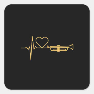 Trumpet - Trumpet Heartbeat Gift Square Sticker