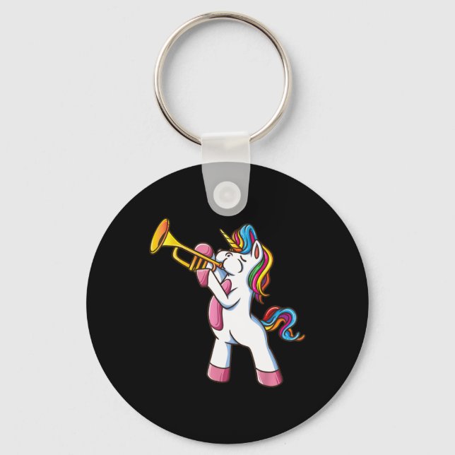 Trumpet Unicorn Marching Band And Jazz Player Gift Key Ring (Front)