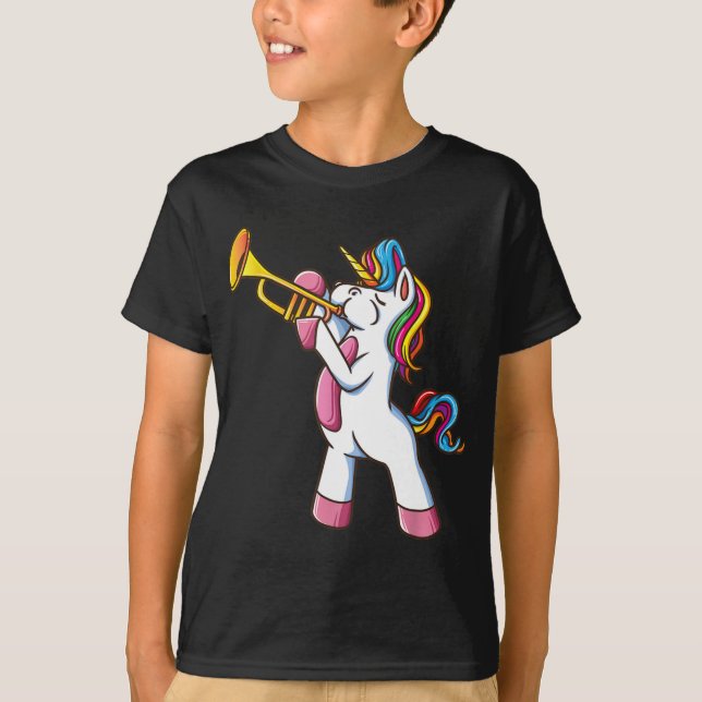 Trumpet Unicorn Marching Band And Jazz Player Gift T-Shirt (Front)