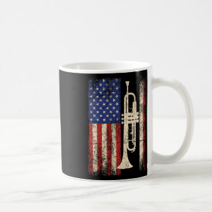 Trumpet Usa American Flag Shirt Jazz Music Vintage Coffee Mug
