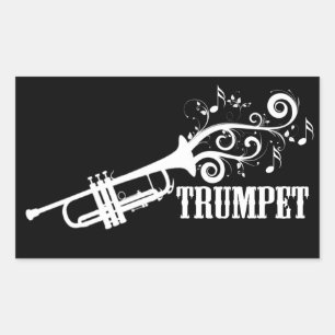Trumpet Vector with swirls Rectangular Sticker