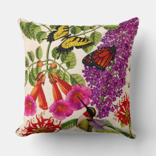 trumpet vine, butterfly bush, bee balm cushion