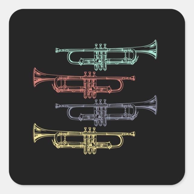 Trumpet Vintage Square Sticker (Front)
