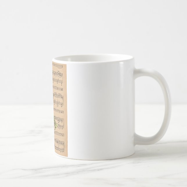 Trumpet With Sheet Music Background Coffee Mug (Right)