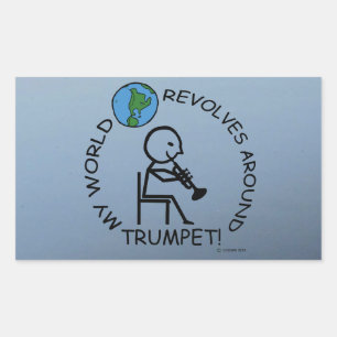 Trumpet - World Revolves Around Rectangular Sticke Sticker
