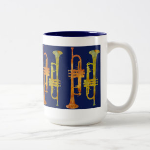 Trumpet Wrap on Navy Two-Tone Coffee Mug