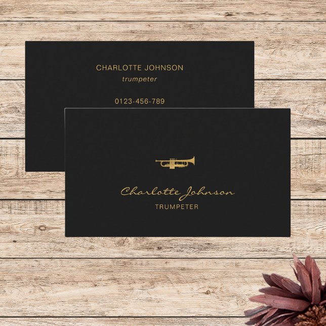 Trumpeter Gold&Black Professional Musician Elegant Business Card (Creator Uploaded)