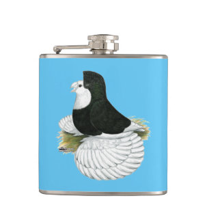 Trumpeter Pigeon Black Baldhead Hip Flask