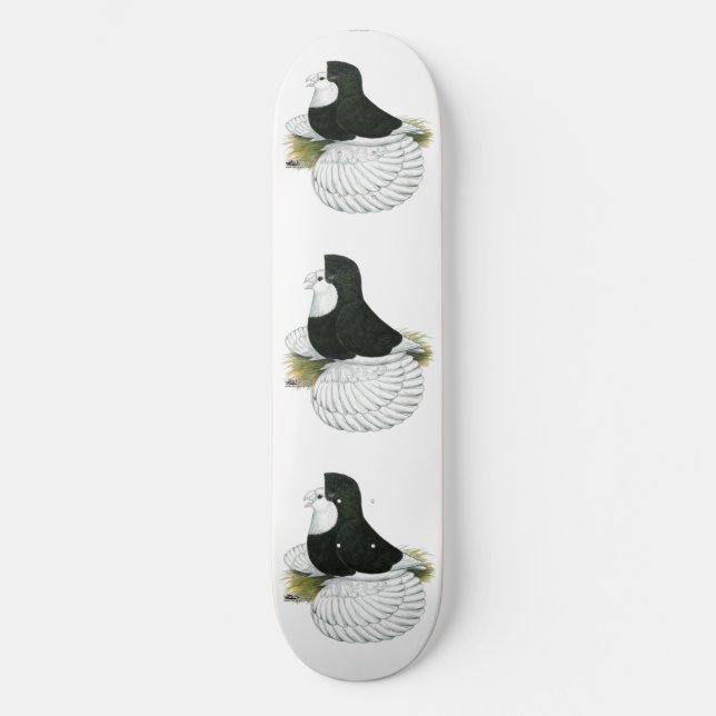 Trumpeter Pigeon Black Baldhead Skateboard (Front)