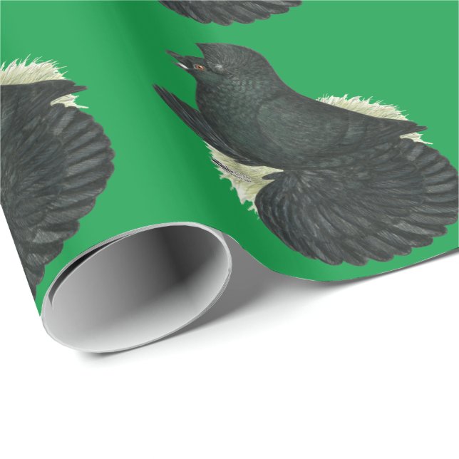 Trumpeter Pigeon Black Wrapping Paper (Roll Corner)