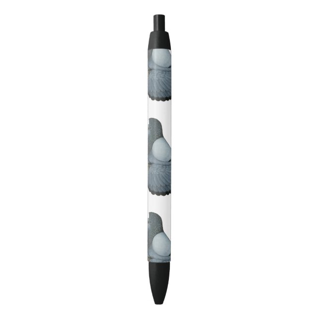 Trumpeter Pigeon Blue Barless Black Ink Pen (Front Vertical)