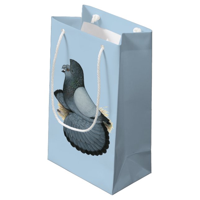 Trumpeter Pigeon Blue Barless Small Gift Bag (Back Angled)