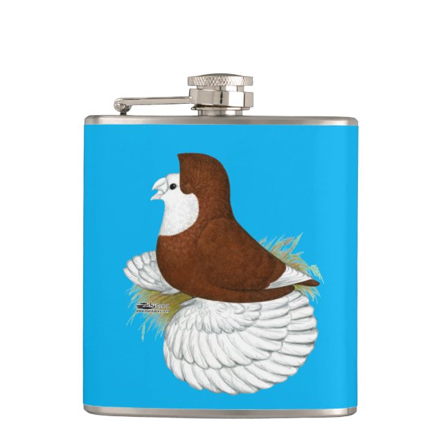 Trumpeter Pigeon Red Baldhead Hip Flask (Front)