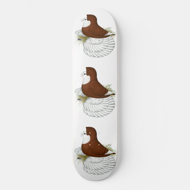 Trumpeter Pigeon Red Baldhead Skateboard (Front)