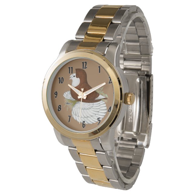 Trumpeter Pigeon Red Baldhead Watch (Angled)