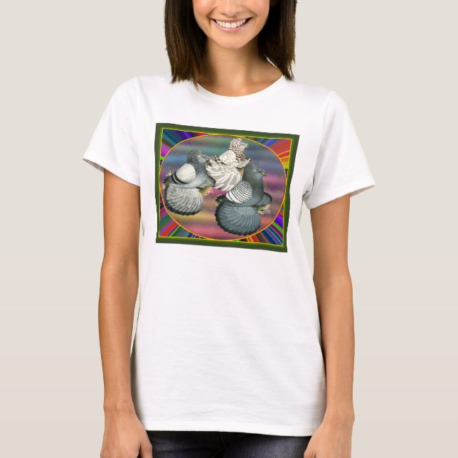 Trumpeter Pigeons Three T-Shirt (Front)