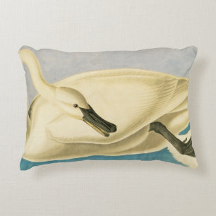 Trumpeter Swan by John James Audubon, Vintage Bird Decorative Cushion