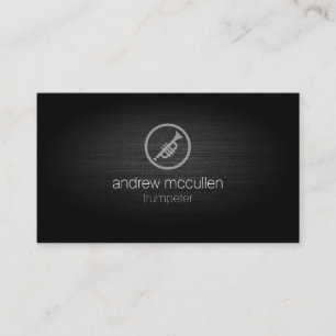 Trumpeter Trumpet Icon Brushed Metal Music Business Card